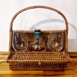 60s wicker basket handbag