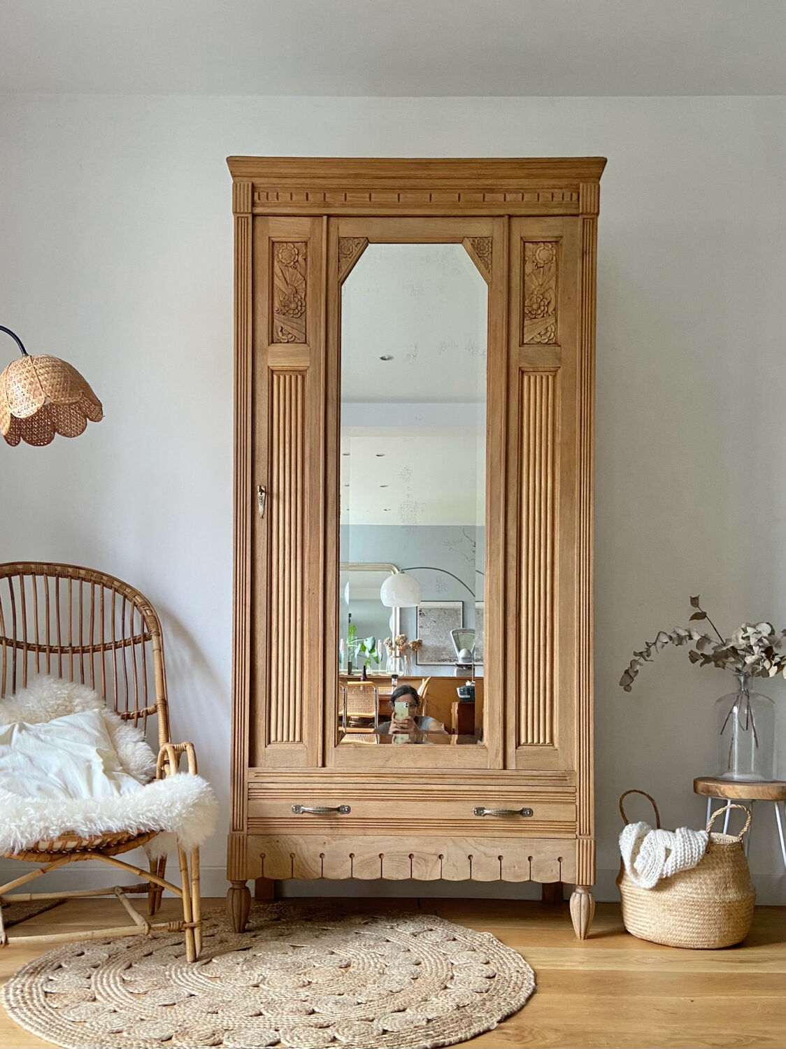 Parisian art deco cabinet 1930 in raw wood
