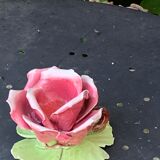 Candle holder in slurry the rose in old biscuit