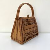 Vintage woven wicker rattan basket