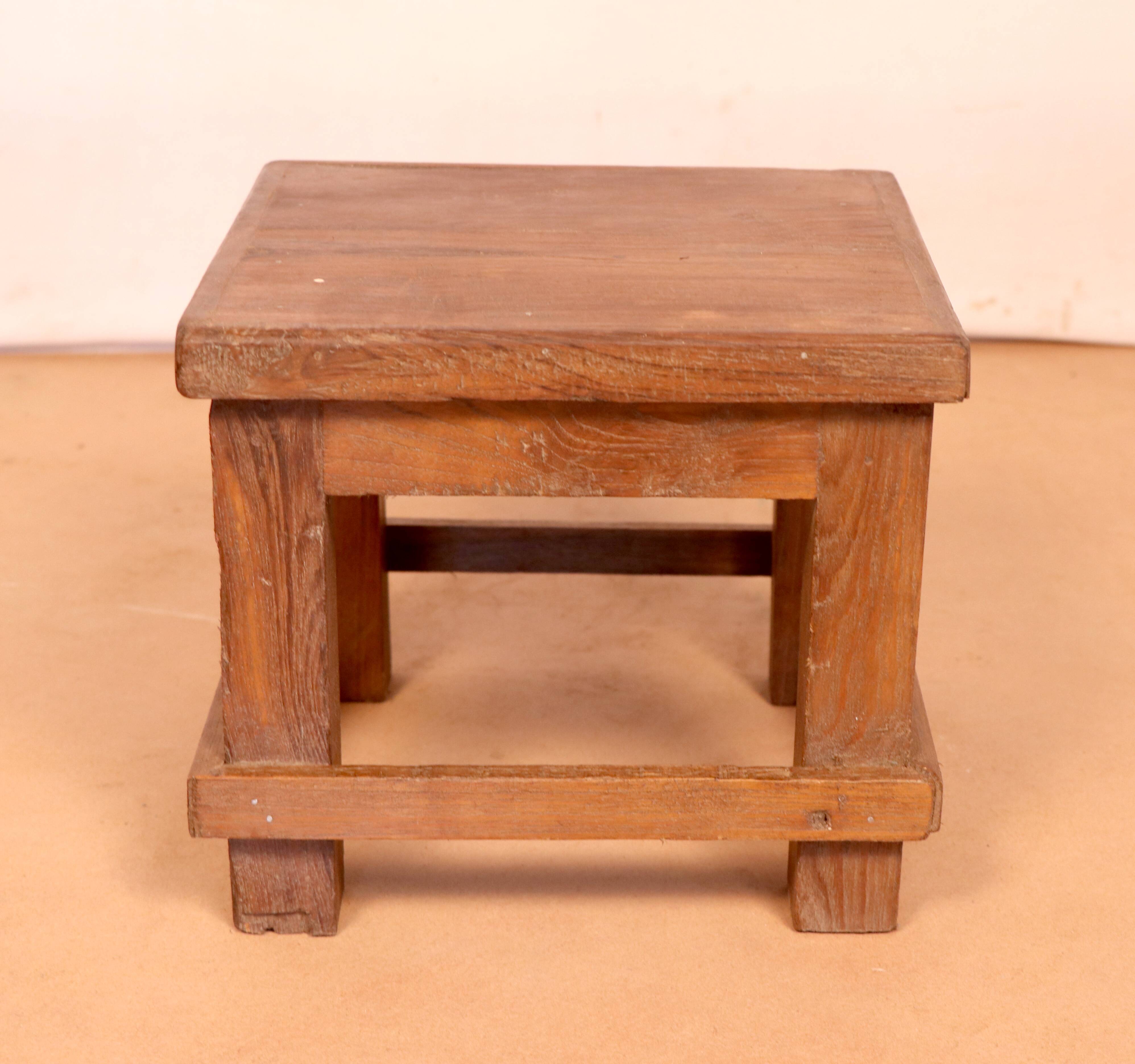 Old Burmese teak workshop bedside table