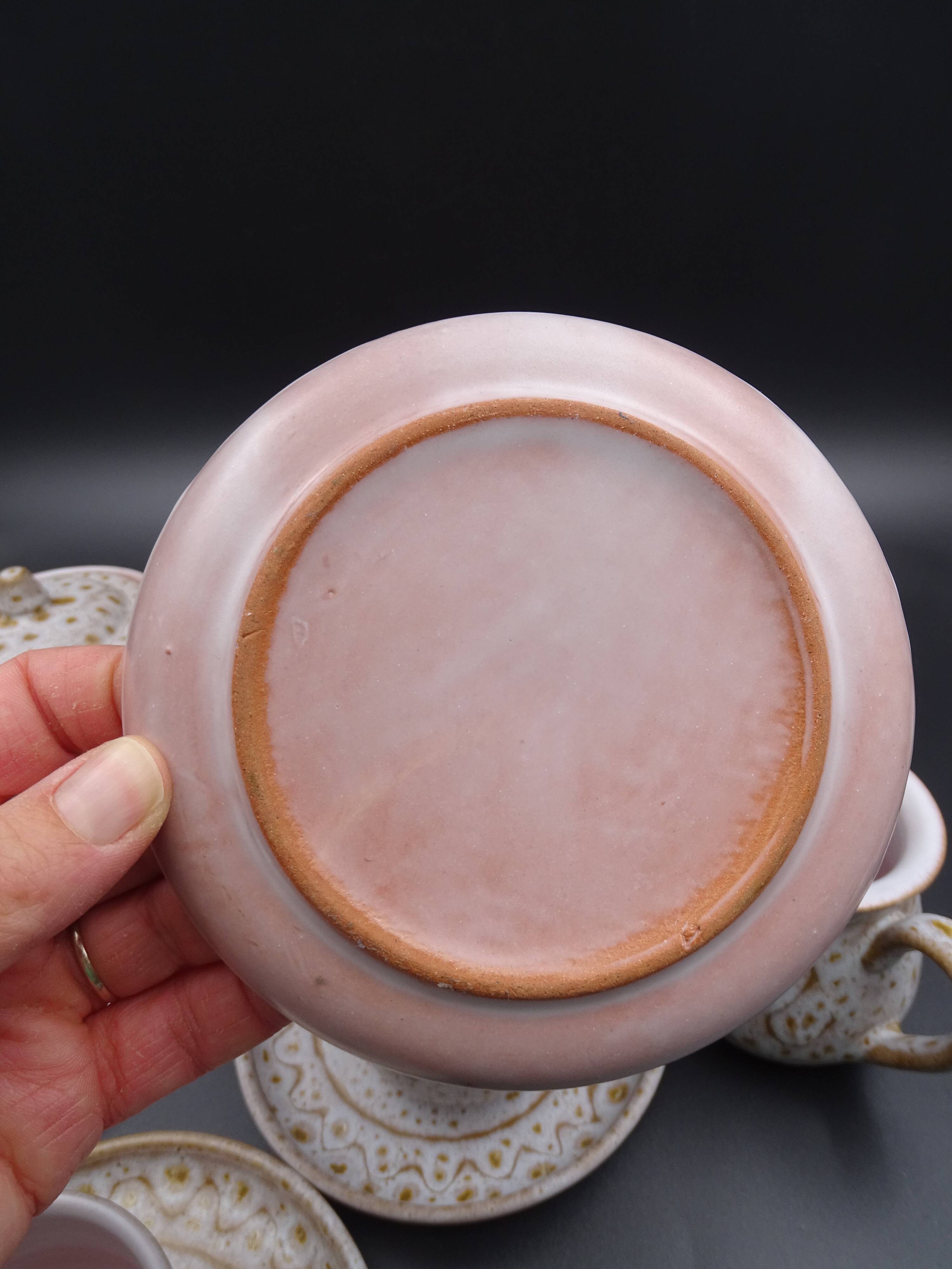 Earthenware coffee service signed Jean Austruy Vallauris around 1970 - Cups - saucers - milk pot