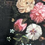 Black tray with floral motifs