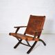 Ecuadorian wood and leather folding chair by Angel Pazmino