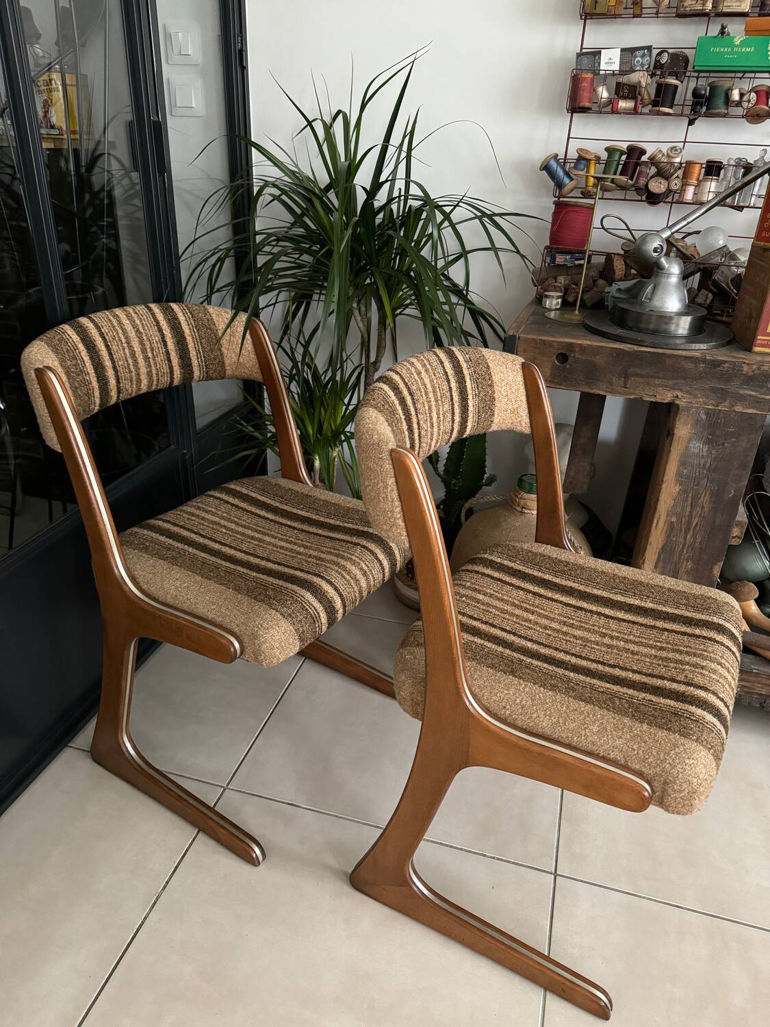 Pair of vintage Baumann Kangaroo chairs