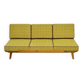 Bright yellow Daybed by Drevotvar, ex Czechoslovakia 1960