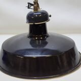 Pendant lamp industrial workshop lampshade in vintage black enameled metal