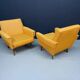 Pair of retro armchairs mid-century upholstered lounge chairs, Central European, mid-20th century