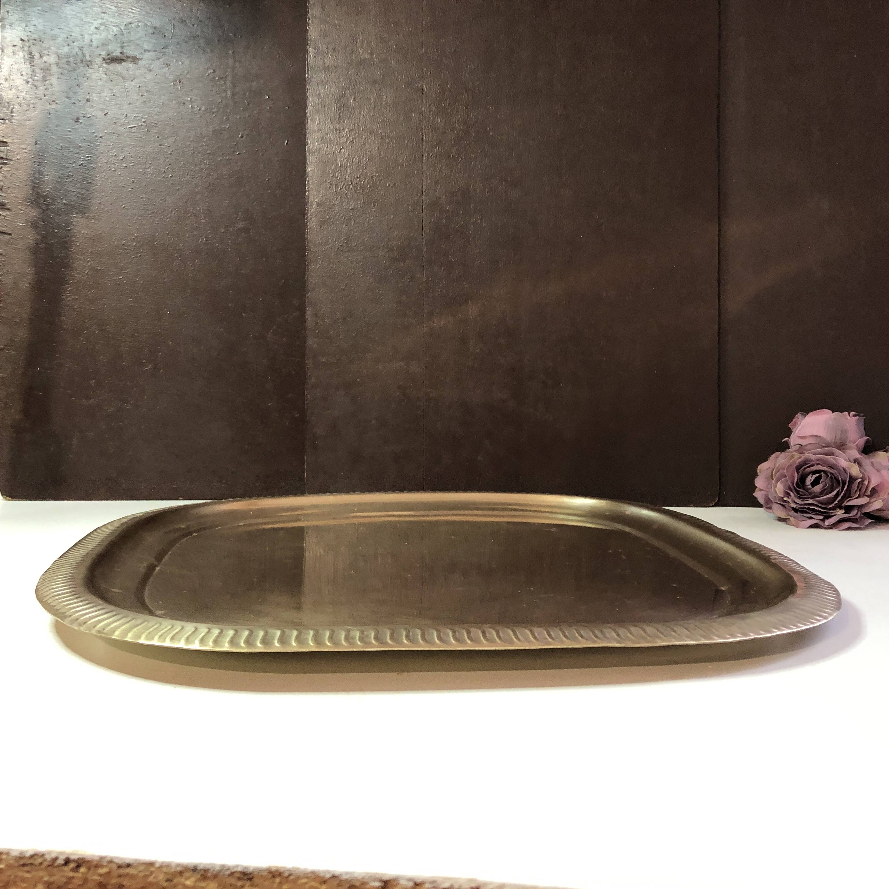 Large gilded copper serving tray early 20th century