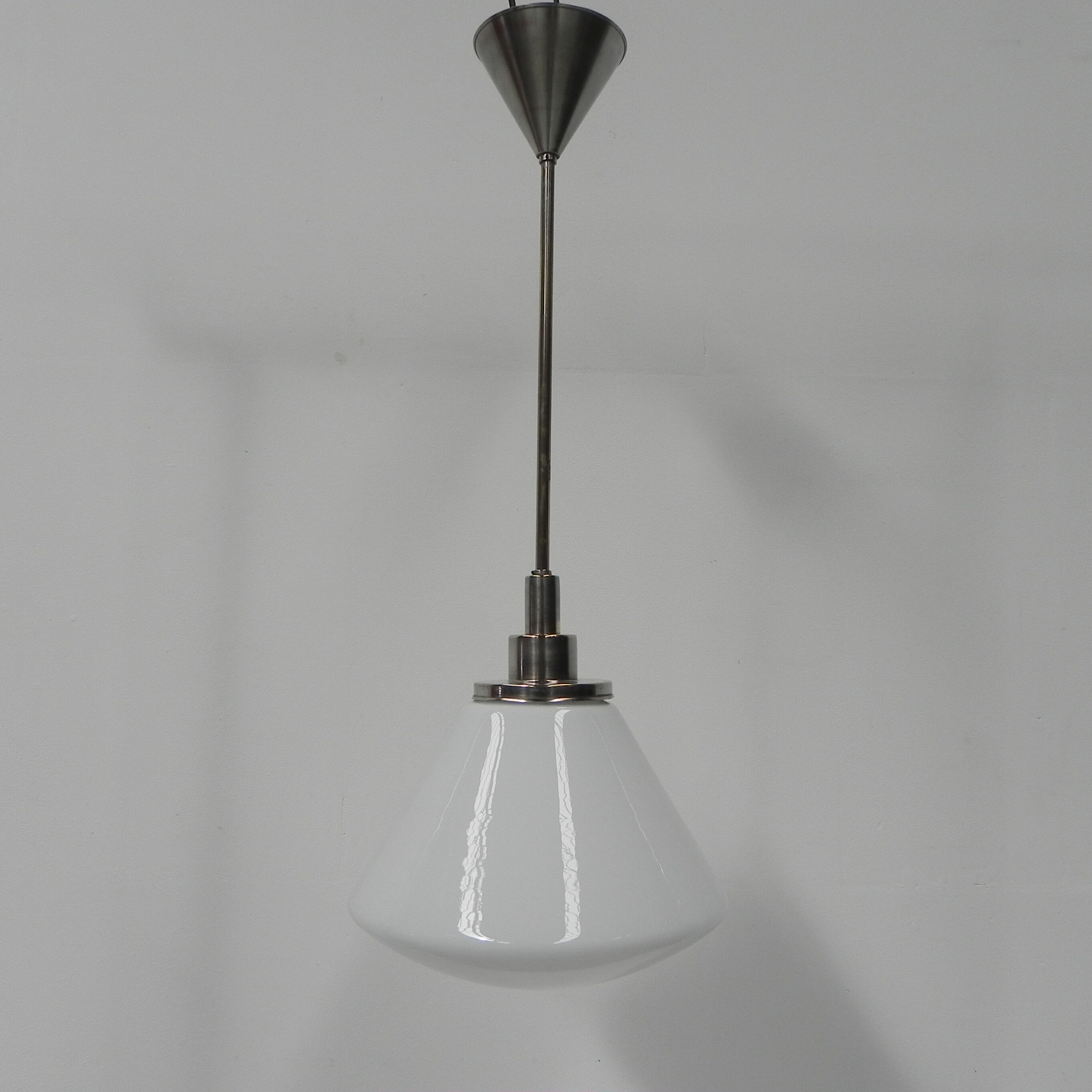 Art Deco school lamp with white glass shade