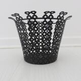 Pot cover in black perforated metal 50/60s