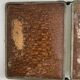 Mirror triptych barber imitation crocodile brown vintage 1930 - 27 x 66 cm