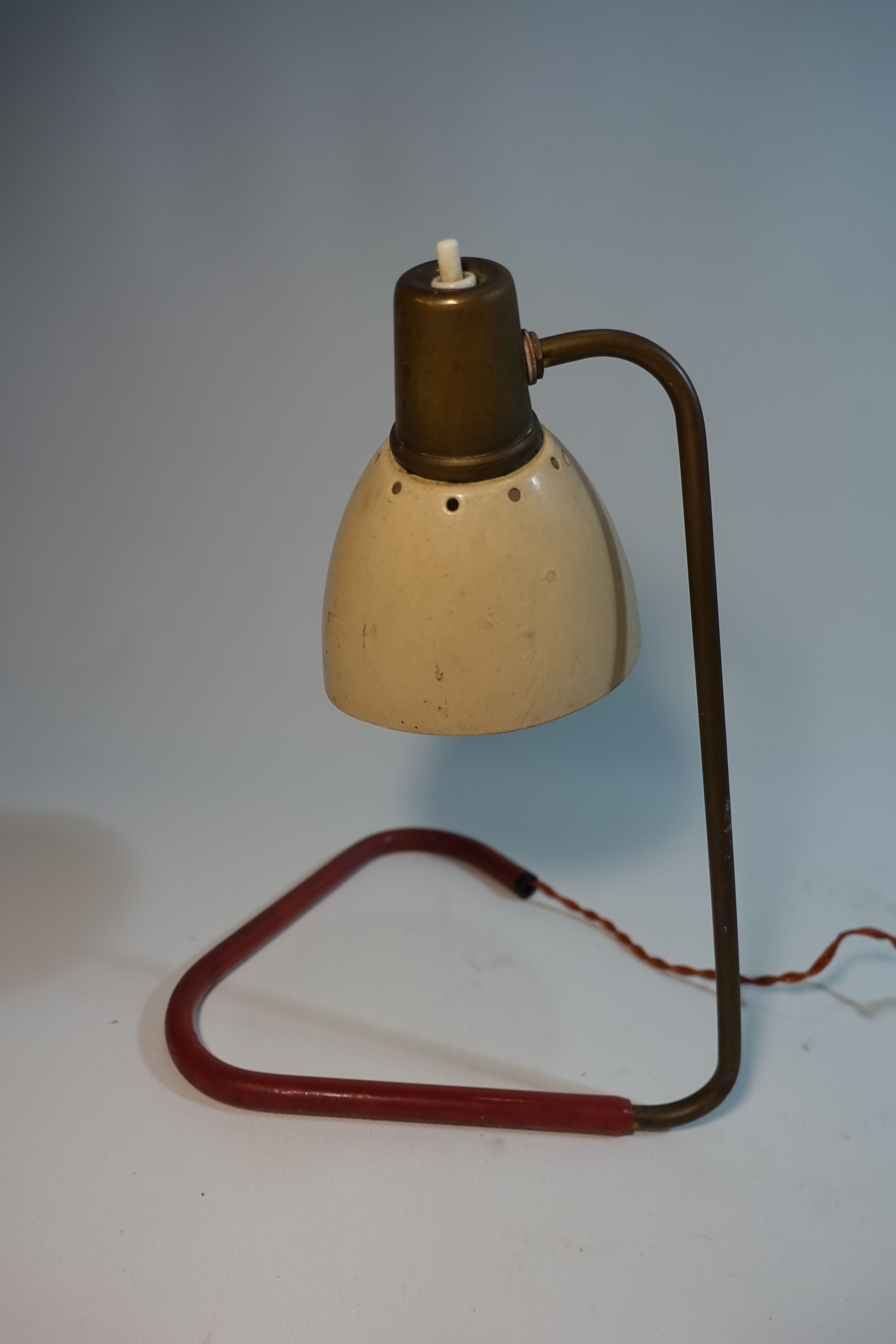 Golden brass casserole lamp 1950s