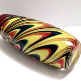 Black, Red and Yellow Encased Hand-Blown Murano Glass Flower Vase, Italy