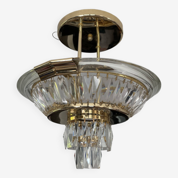 Vintage Bakalowits & Söhne ceiling light in brass and crystal