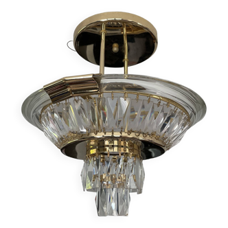 Vintage Bakalowits & Söhne ceiling light in brass and crystal