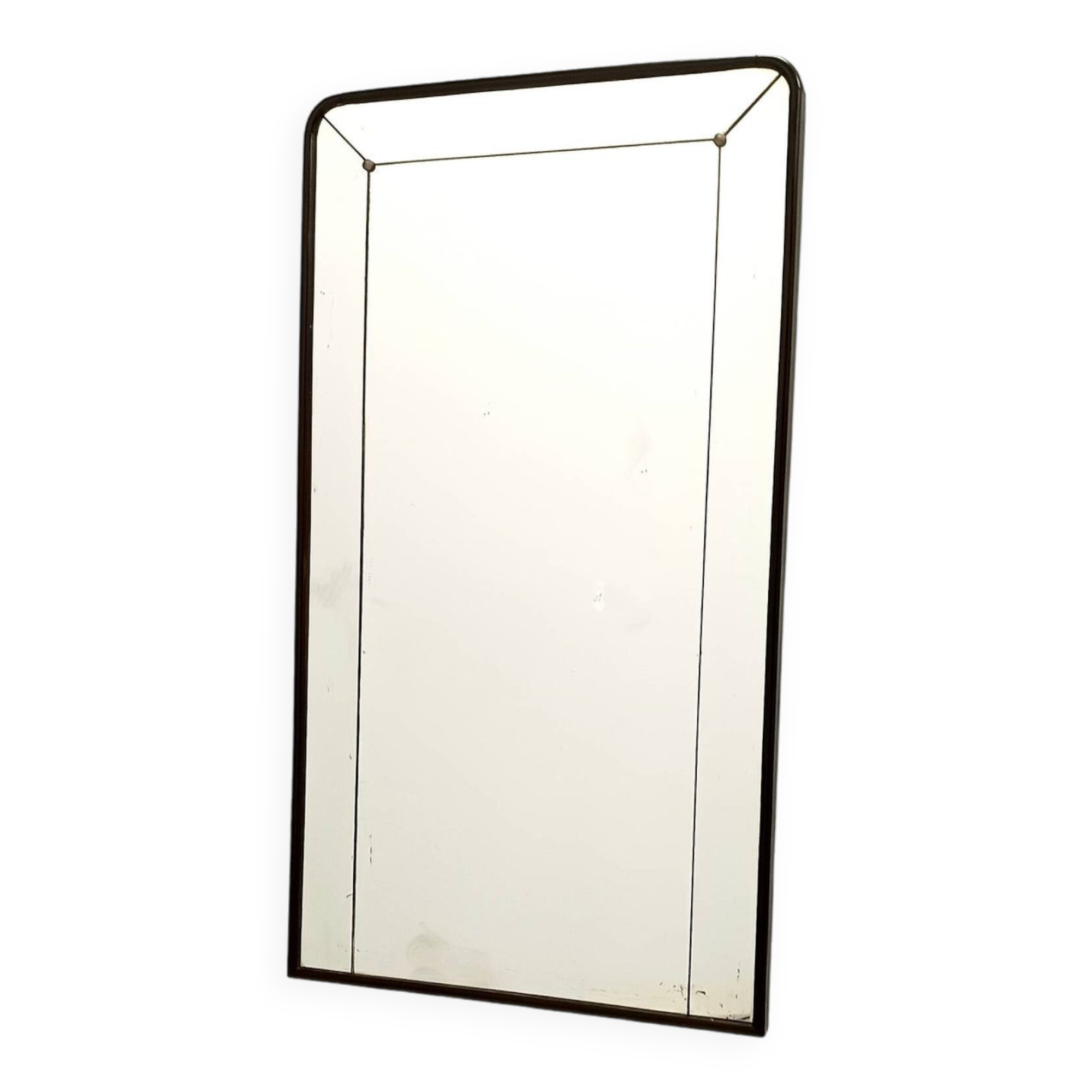 Art Deco Rectangular Wall Mirror with Black Beech Frame, Italy
