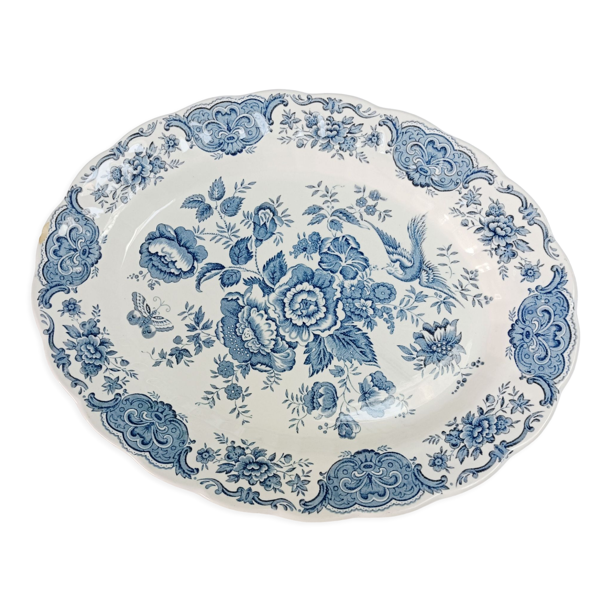 Ridgway Staffordshire oval flat, Windsor blue