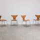 1st edition set of 4 'Lily' chairs in oak by Arne Jacobsen for Fritz Hansen, 1969