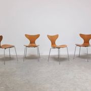 1st edition set of 4 'Lily' chairs in oak by Arne Jacobsen for Fritz Hansen, 1969