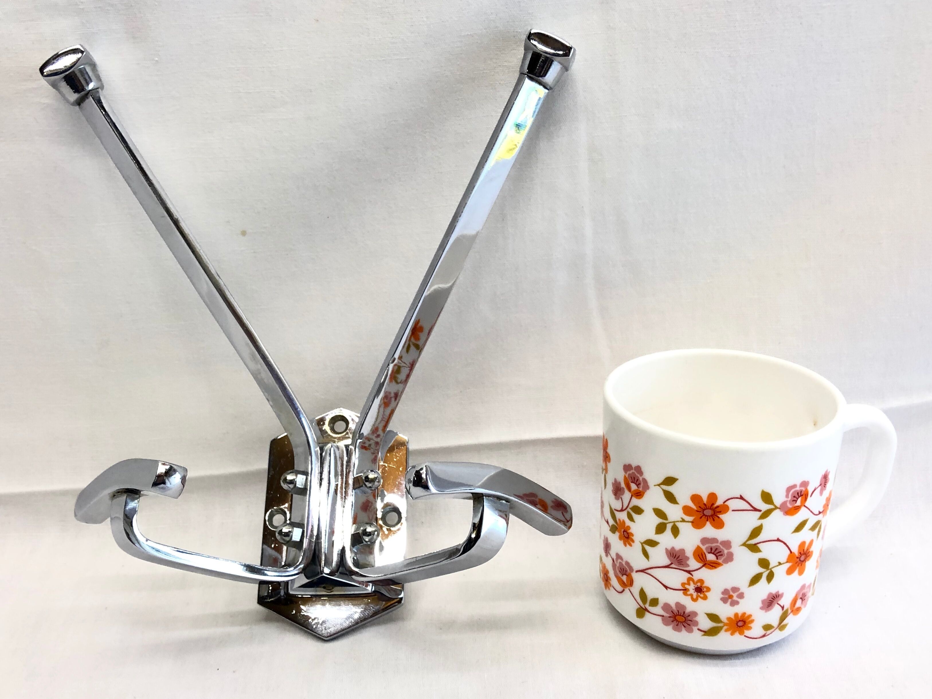 Vintage Modernista wall coat hanger 60 solid brass chrome plated