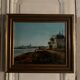 Oil on canvas riverside late 19th century monogram AT