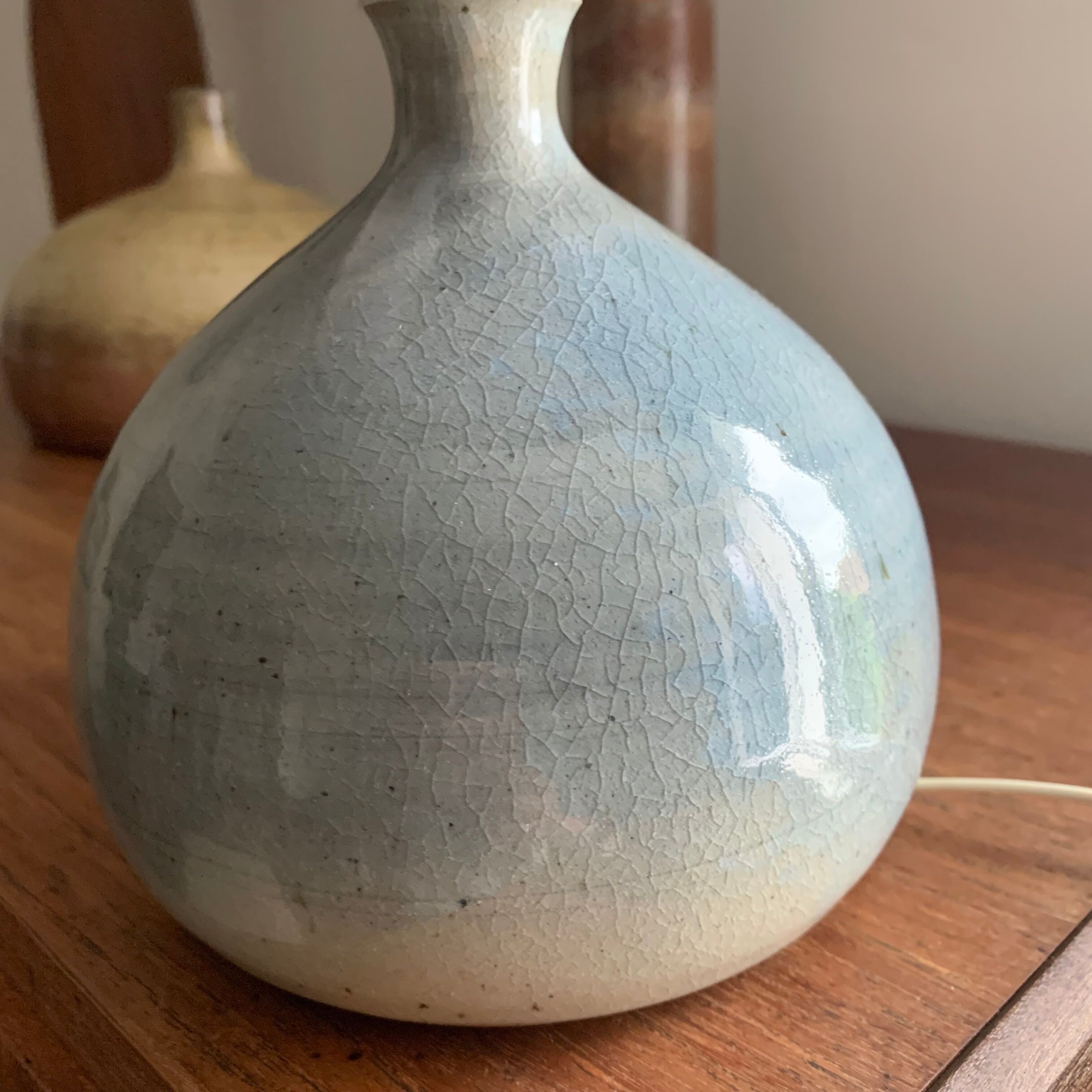 Vintage table lamp in blue ceramic