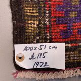 Small Vintage Turkish Rug 100x51 cm, Short Runner, Tribal, Shabby Chic