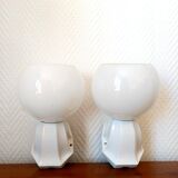 Pair of porcelain and opaline wall lights in Art Deco style