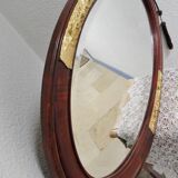 Miroir ovale bois époque moderniste art déco 1910 - 45x80cm