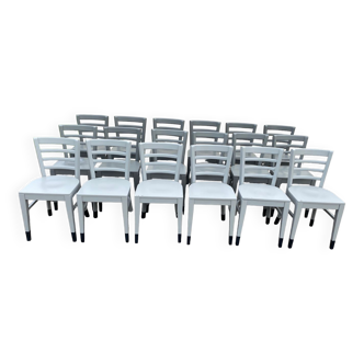 Set of 18 gray bistro chairs