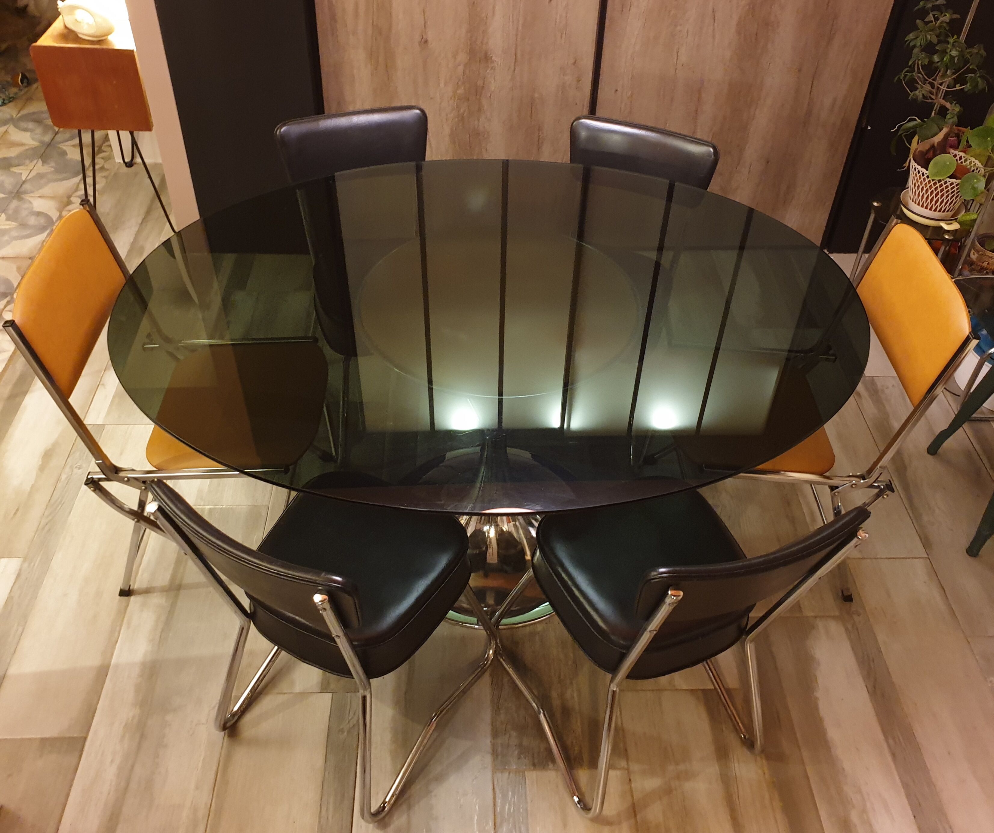 Série  de 4 chaises  Ronéo mobilier industriel  1950