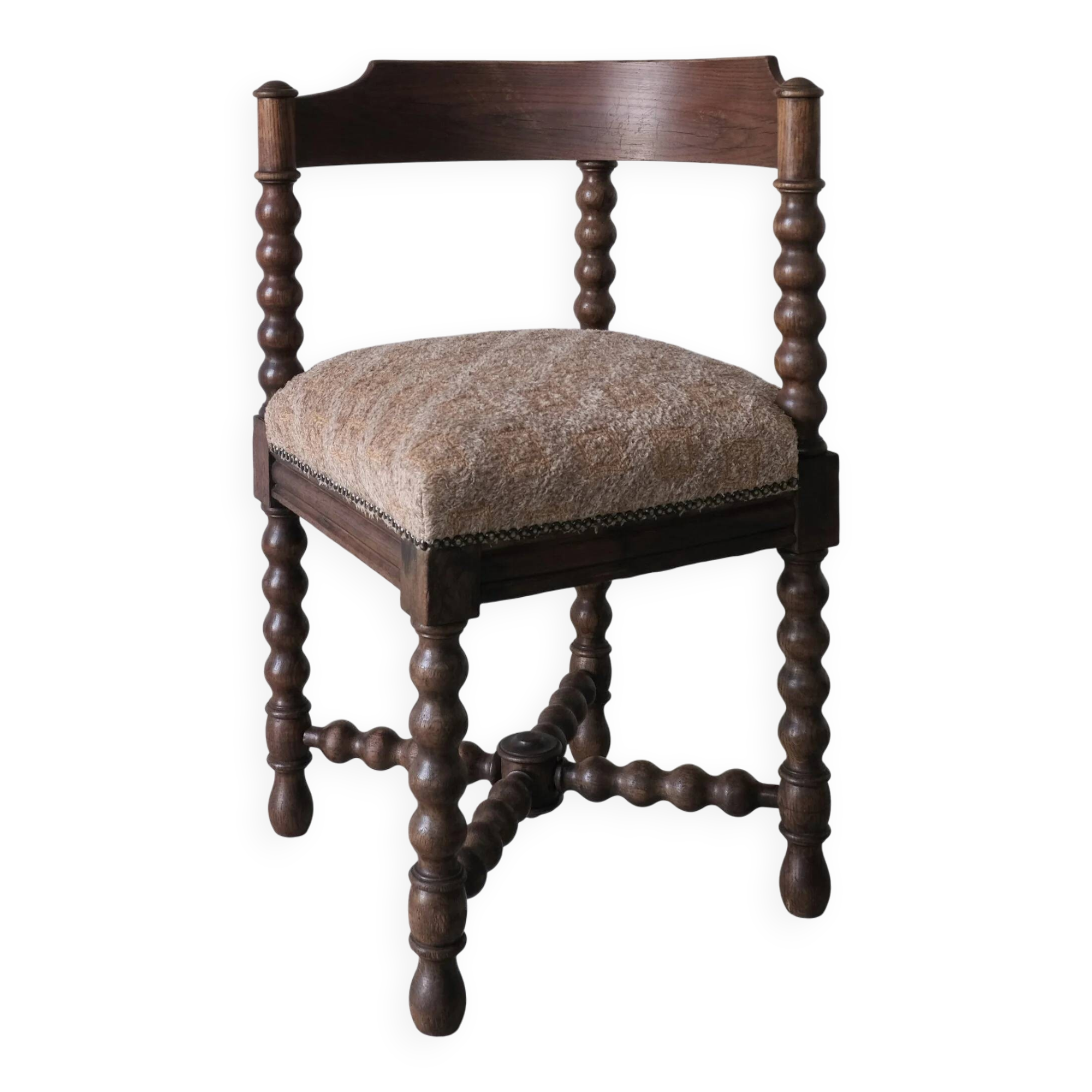 Chaise d'angle ancienne à bobine tournée