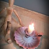 Candle holder enamelled pink cellar rat