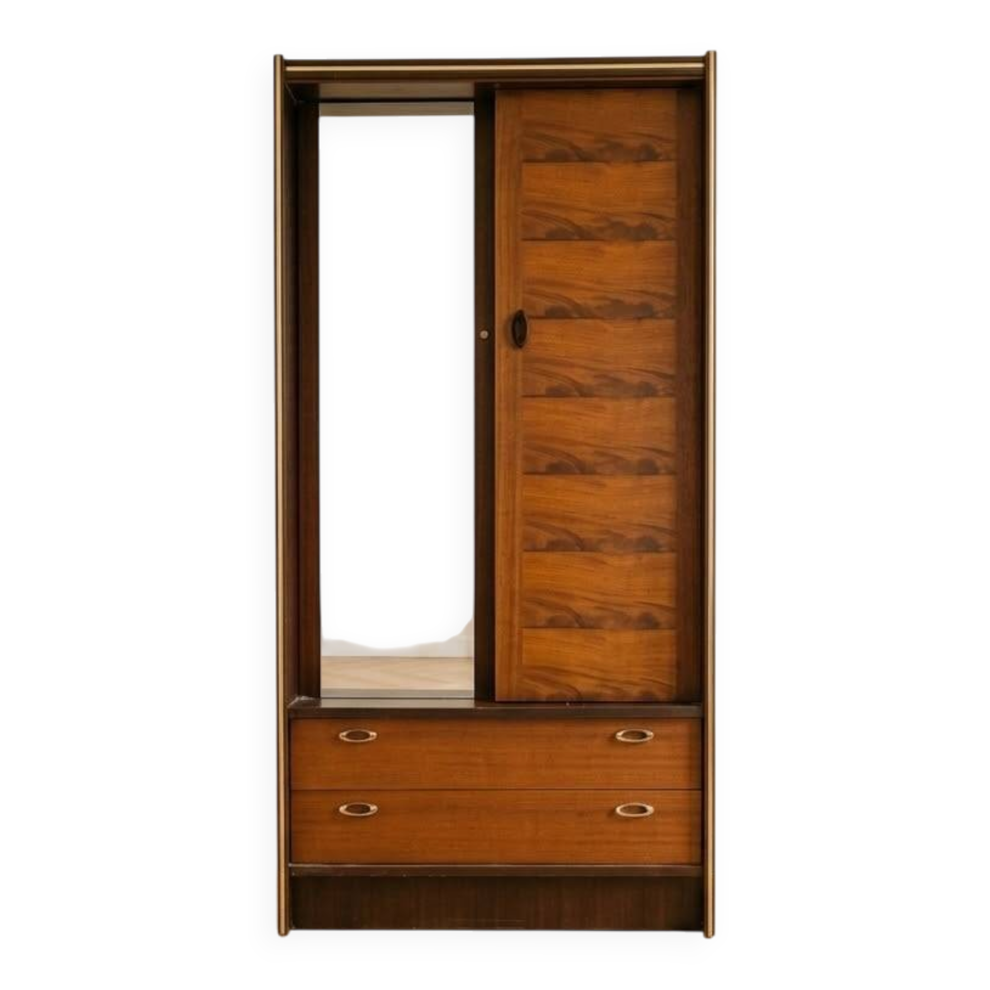 1970s wooden wardrobe with mirror