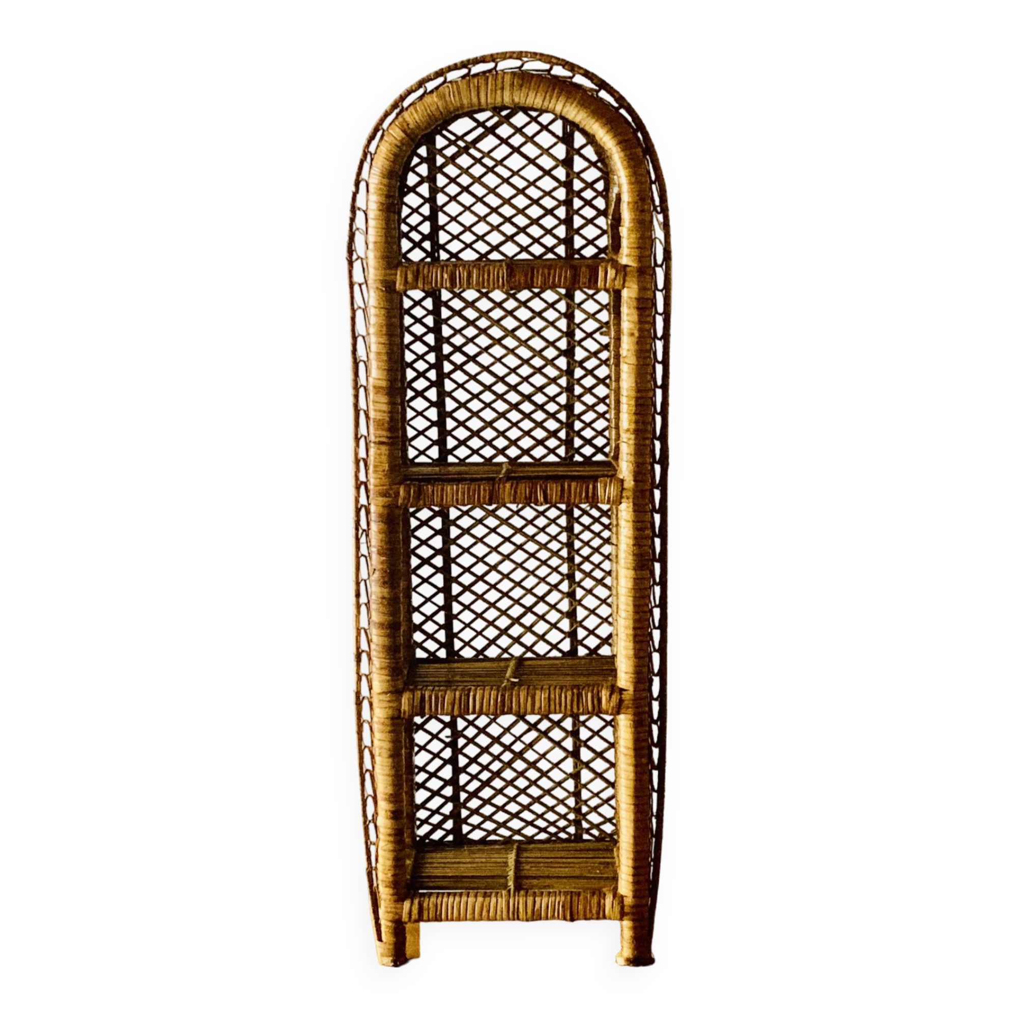 Vintage rattan and wicker shelf