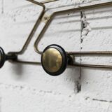 Vintage 1960s golden brass wall coat rack