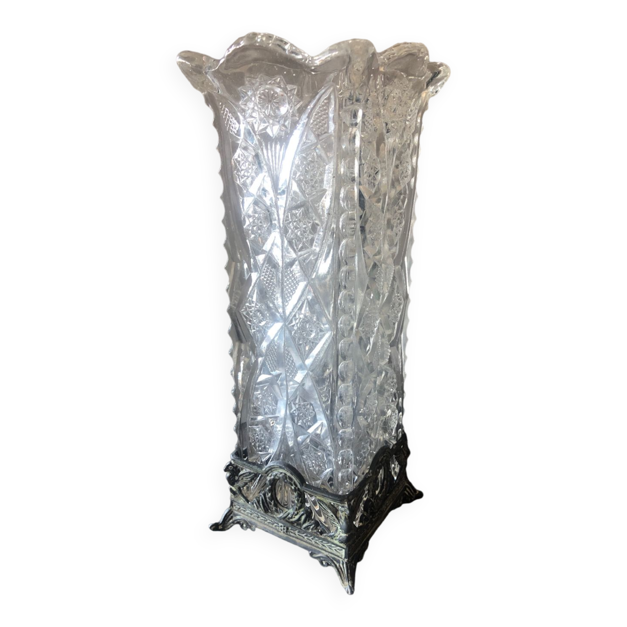 Vintage transparent glass vase