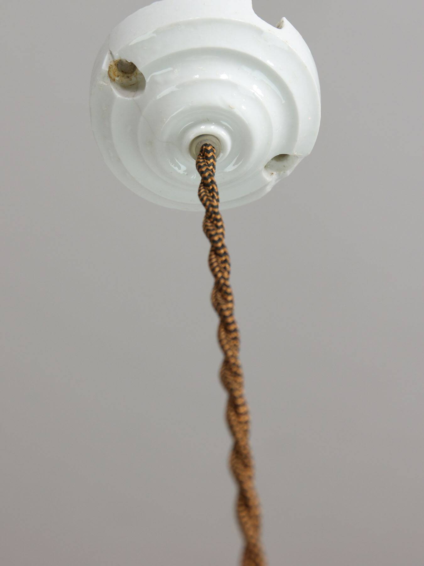 Mid-Century Italian Ceramic and Brass Pendant Lamp