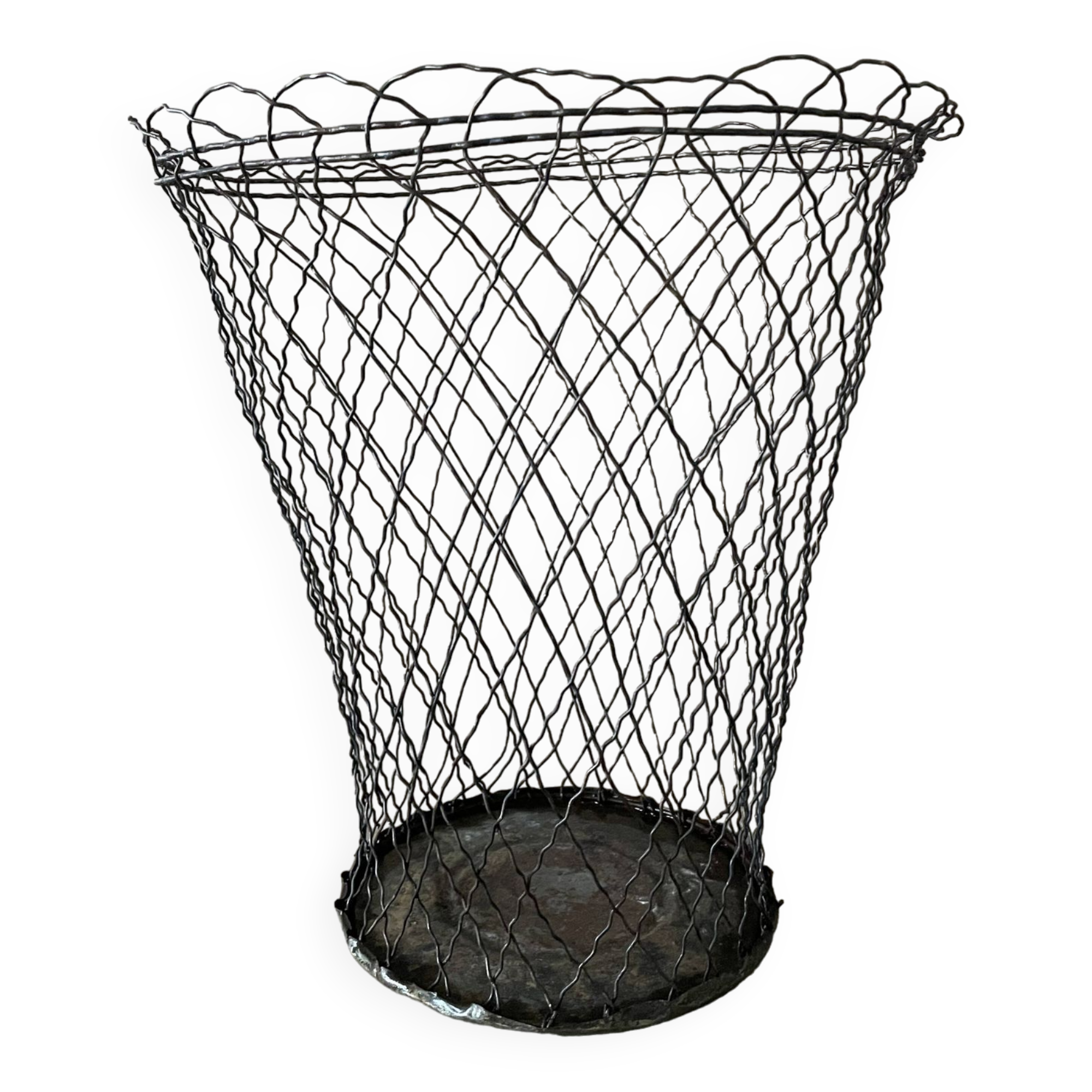 Old metal wastebasket