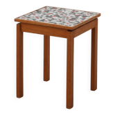 Vintage side table in pine wood tiled with mosaic, Belgium 1950s
