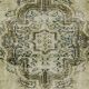 Vintage Turkish Medallion Rug Beige Green 265 x 168 cm