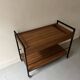 Rolling serving table in wood and black metal by Pierre Guariche for Meurop, design 1960