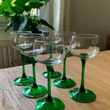 Vintage green stemware, made in france