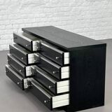 Black and chrome 8-drawer chest of drawers from the 70s - 80s