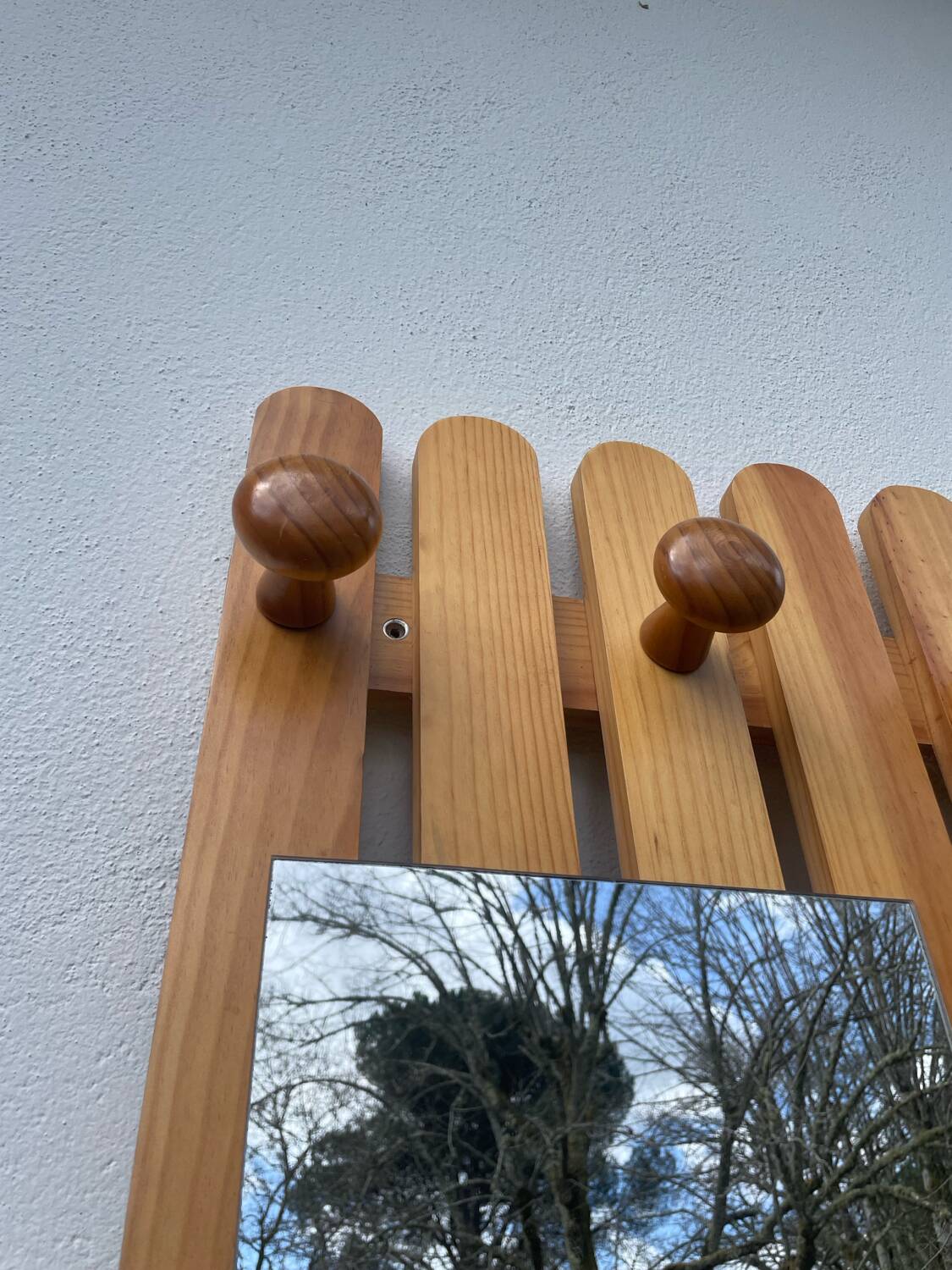 Pine mirror coat rack 1980