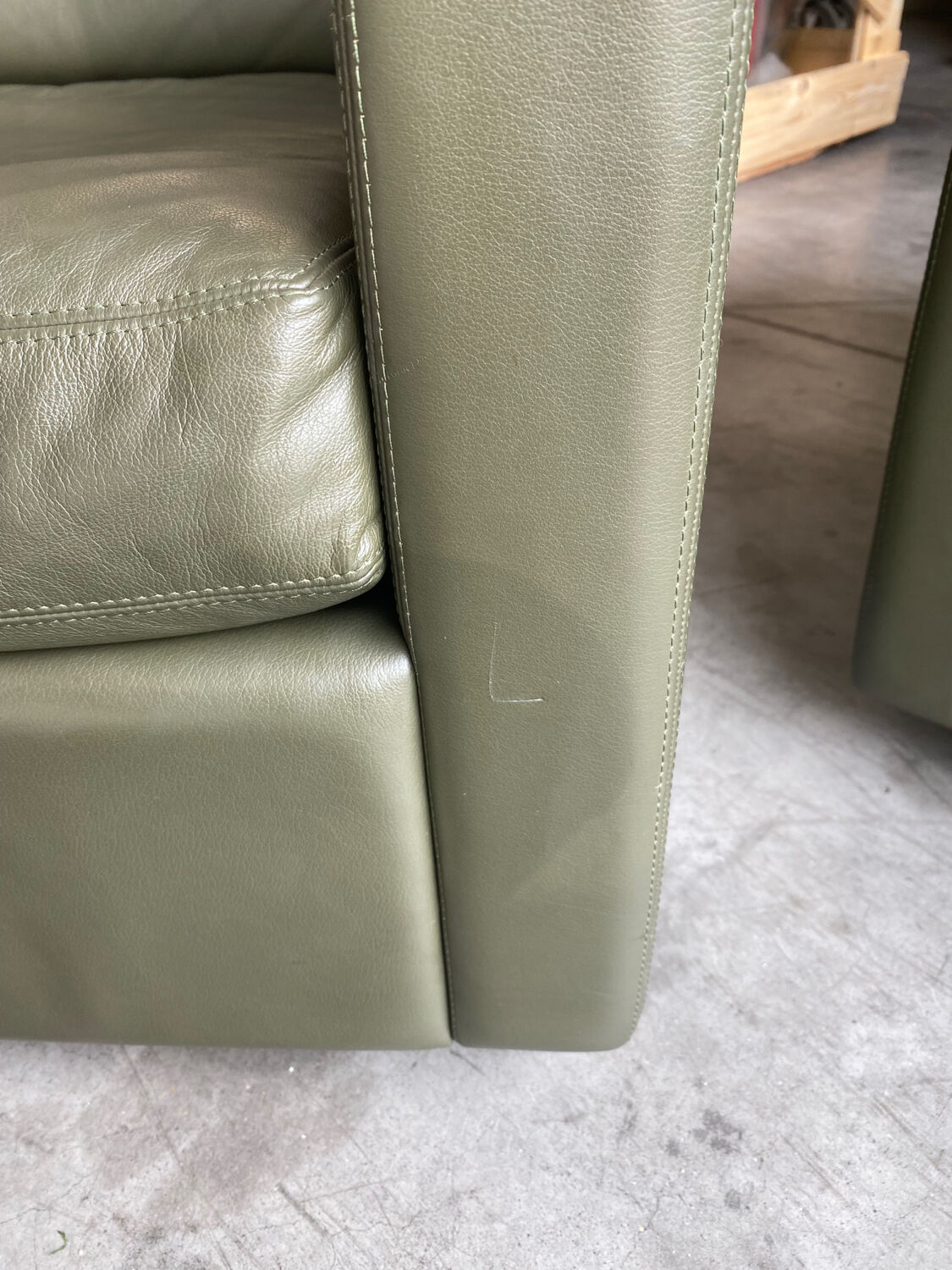 2-seater sofa and 2 armchairs set Pfister for Knoll khaki leather