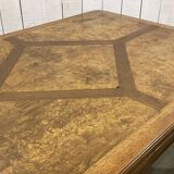 Chippendale extendable dining table in oak and burl elm