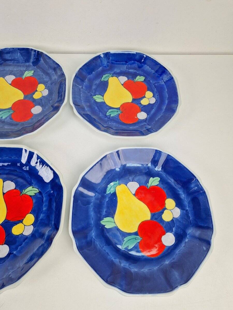 Vintage Hand-Painted Porcelain Fruit Plates, China, 1950s, Set of 8