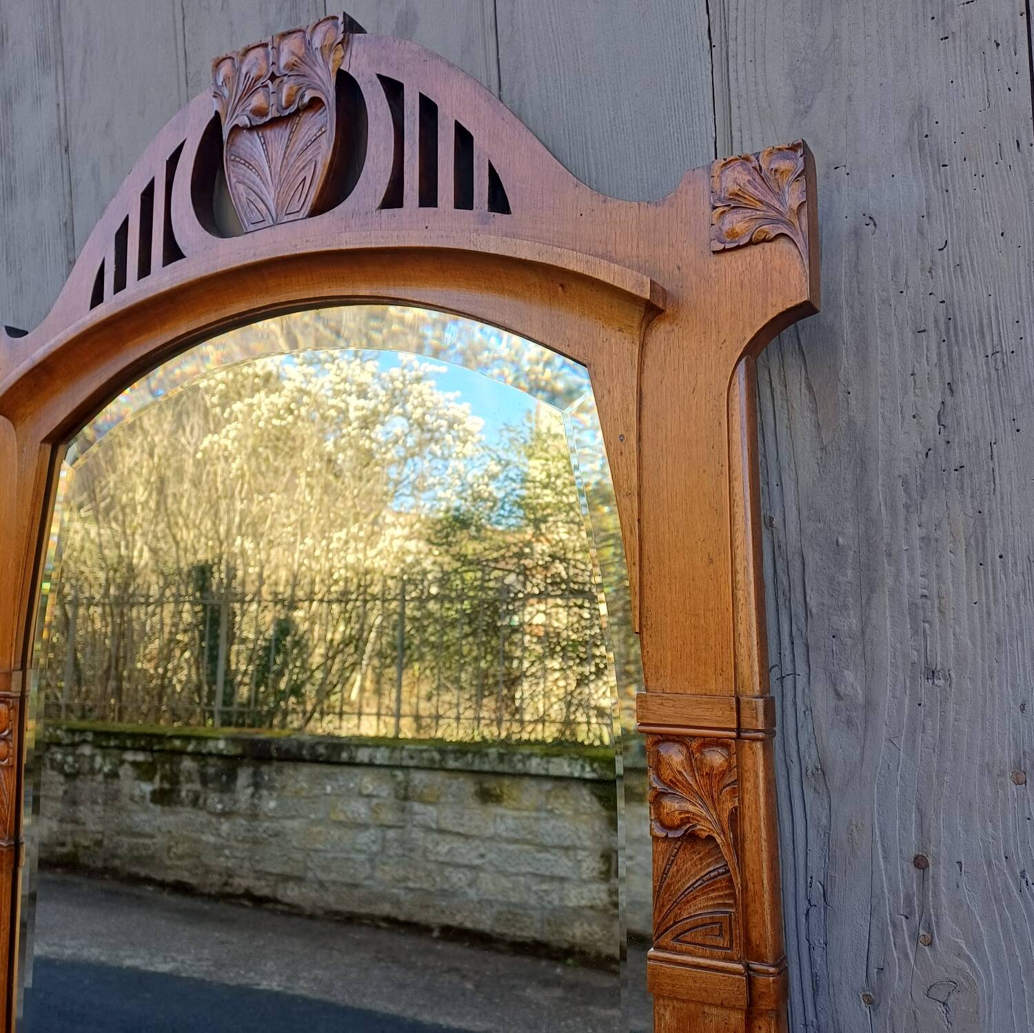 Large antique mirror from the Art Nouveau period.